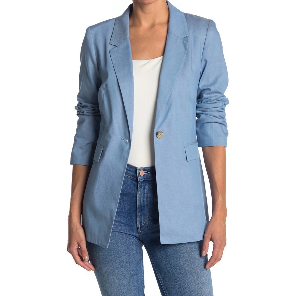 BCBGeneration Notch Lapel Boyfriend Blazer in Blue Size XL